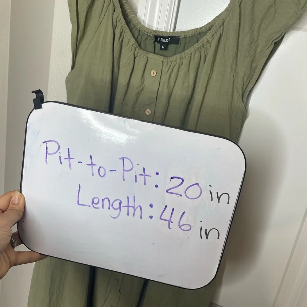 Wishlist Sage Green Cotton Button Front Midi Dress M - Picture 7 of 7